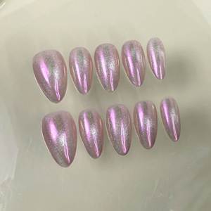 <span class=keywords><strong>Uñas</strong></span> de Gel Sólido con Purpurina <span class=keywords><strong>Rosa</strong></span>, Estilo Clásico y Asequible, Estilo Old Money, Nuevo, Almendradas, Francesas, <span class=keywords><strong>Uñas</strong></span> Artificiales - Product Image 3