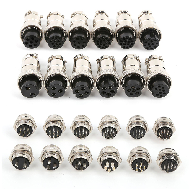 IP55 Waterproof GX20 Series 2 3 4 5 6 7 8 10 11 12 14 15 Pin Metal Aviation Connector Male to Female