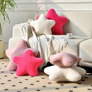 Helles buntes gefülltes bequemes Wurf kissen mit weichem künstlichem Kaninchen fell dekoratives sternförmiges Kissen für Wohnzimmer-Schlafzimmer-Sofa - Product Image 2