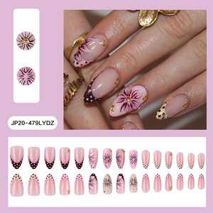 Nuevo Set de 24 <span class=keywords><strong>Uñas</strong></span> Postizas Acrílicas Francesas con Diseño Floral 3D en Rosa para <span class=keywords><strong>Verano</strong></span>, Venta al Por Mayor, <span class=keywords><strong>Uñas</strong></span> de Cobertura Completa - Product Image 3