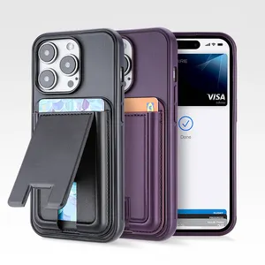 2024 New Design Luxury Shockproof Card Slot Wallet Leather Phone Case with Kickstand Holder for iPhone 15 14 13 12 11 pro max