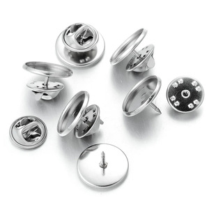 Attache de cravate avec base plate |   Base de fermoir papillon en acier inoxydable pour la fabrication de badges, broches et bijoux DIY - Product Image 2