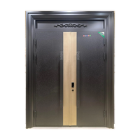 Porte de sécurité extérieure pour maison intelligente, construction en acier inoxydable, prévention des incendies, insonorisée, relief 3D chinois, chambre à coucher, garantie 5 ans