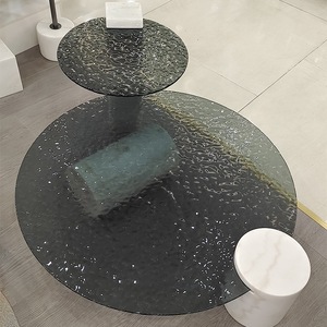 Tempered <b>Glass</b> Coffee <b>Table</b> Round Modern Minimalist Living Room Italian Style Light Luxury Design - Product Image 2