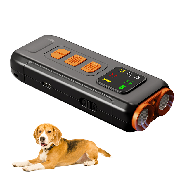 Dual-Head Rechargeable LED Flash Dog Bark Deterrent Device Outdoor Barking Control Plastic Dog Repellent