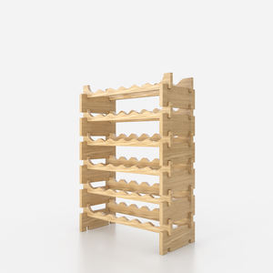 King Display bar Store Fixture Mejor precio de fábrica Estante de madera de 6 niveles Soporte de botella de vino de vidrio para almacenamiento - Product Image 1