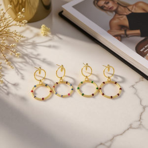 Orecchini a Cerchio in Acciaio Inossidabile Placcati Oro, Gioielli da Festa per Donne - Product Image 3