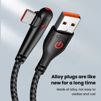 120W USB auf Typ-C Kabel 90 Grad Winkel Handy Schnellladekabel Geflochtenes Kabel für Laptops Gaming-Geräte