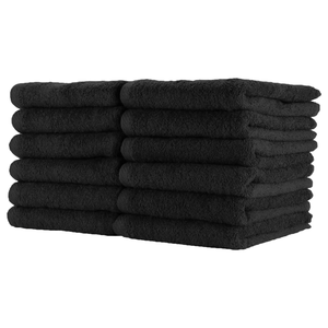 Toalla de pelo de salón tejida negra sólida de algodón 100%, Toalla de baño de <span class=keywords><strong>playa</strong></span> con capucha de lujo, toalla desechable de limpieza de gimnasio/Cocina, Lisa - Product Image 1