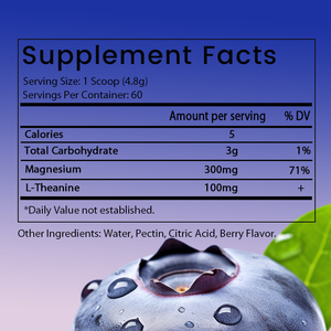 OEM/ODM Hot Sales Magnesium Glycinate Powder + L Theanine, 60 Servings, 300mg, Mixed Berry | Support Sleep & Immunity - Product Image 2