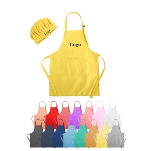 Mini <span class=keywords><strong>tablier</strong></span> imperméable pour enfants avec manches et chapeau, logo personnalisé, bavoir en coton pour la cuisine, l'art, l'école, le dessin et la peinture pour les enfants - Product Image 1