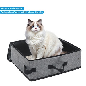 Fácil de <span class=keywords><strong>llevar</strong></span>, plegable, impermeable, portátil, plegable, portador de arena, inodoro con tapa y ASA, caja de arena <span class=keywords><strong>para</strong></span> gatos de viaje, cama - Product Image 1
