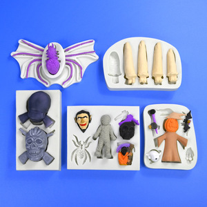 Molde <span class=keywords><strong>de</strong></span> Silicona para Fondant <span class=keywords><strong>de</strong></span> Halloween con Diseño <span class=keywords><strong>de</strong></span> Araña, Dedo Roto y Zombie, para <span class=keywords><strong>Pastel</strong></span> y Chocolate - Product Image 1