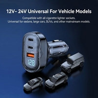 Chargeur de voiture transparent haute puissance 30W PD QC3.0 - Charge rapide pour ordinateur portable, téléphone portable, 3 ports USB-C/USB, charge 3 appareils