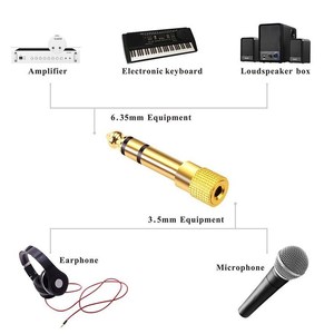 6.35mm stereo 3 cực nam cắm để 3.5mm nữ jack âm thanh Adapter mạ Vàng Micro kết nối âm thanh chuyển đổi - Product Image 4