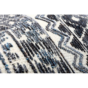Tapis moderne en laine fait main – Poil moyen coupé, motif géométrique ivoire et noir, grande taille fine pour salon ou chambre à coucher - Product Image 4