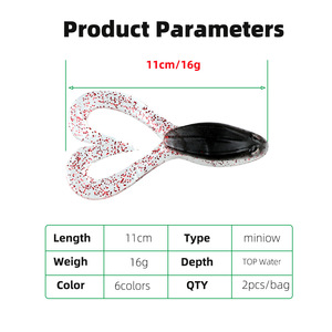 Señuelos de Pesca Suaves Flotantes de 11cm/16g, 2 Piezas/Bolsa, con Ojos, Tipo Rana, para Trucha, Lubina, Señuelos Artificiales para Pescar con Jigging y Wobblers para Lucio - Product Image 3