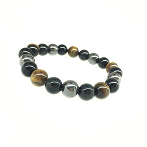 Braccialetto di Tripla Protezione da 10mm per Portare Fortuna e Prosperità, in Ematite, <span class=keywords><strong>Ossidiana</strong></span> <span class=keywords><strong>Nera</strong></span> e Occhio di Tigre - Product Image 5
