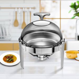 Réchaud alimentaire rond Db 6L en acier inoxydable avec couvercle en verre pour maintien au chaud - Product Image 6