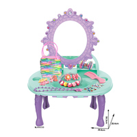Ensemble de coiffeuse pour tout-petits Princesse avec sèche-cheveux jouet, miroir et maquillage, table de maquillage en plastique pour filles