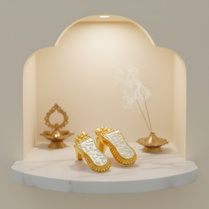 Par de Padukas de Lakshmi de Madera Hechos a Mano de Primera Calidad |   Regalo Espiritual Sagrado para el Hogar, Templo, Oficina, Pooja, Diwali y Bodas - Product Image 5