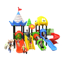 Vente flash : jeux d'équipement à thème pour enfants, ensembles de toboggans en plastique, aire de jeux extérieure pour enfants