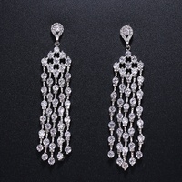 2024 mode femmes accessoires long gland CZ zircon boucles d'oreilles S925 broches fête longue boucle d'oreille élégant bijoux boucles d'oreilles