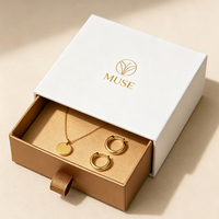 Boîte d'emballage à bijoux haut de gamme personnalisée avec logo, couvercle coulissant, revêtement UV, gaufrage et doublure en éponge – Papier rigide pour présentation de bijoux