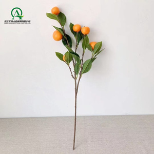Branches de fruits oranges artificielles avec tige en plastique feuilles vertes Festival Restaurant modèle Vase maison fête Table bureau décor - Product Image 2