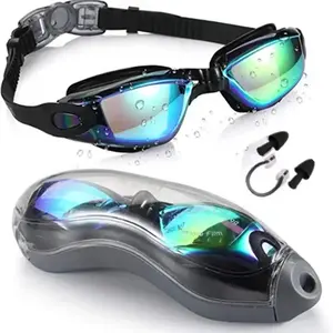Swimming goggles 100% comfort silicone eyecup and headstrap wide vision swim goggles for adult