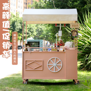 รถเข็นขายอาหารกลางแจ้งแบบมีล้อรถเข็นขายในตลาด - Product Image 2