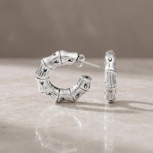 Pendientes étnicos redondos en forma de C de plata de ley 925 [dia. 5.5 mm] - Product Image 2