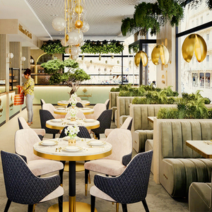 Ánh Sáng Sang Trọng Phong Cách Nhà Hàng Thương Mại Đồ Nội Thất Cổ Điển Cà Phê Cửa Hàng Bằng Đá Cẩm Thạch Bàn Ghế Đặt Đơn Gian Hàng Chỗ Ngồi Sofa - Product Image 3