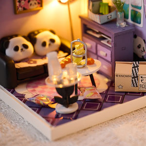 IIECREATE Mini modèle de jouet en plastique facile à assembler, blocs de construction magnétiques multi-scénarios, maison de poupée, <span class=keywords><strong>cabane</strong></span>, salon Dou Ding - Product Image 3