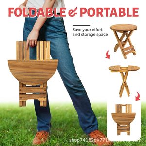 Solid Wood Folding <b>Stool</b> Round Portable Outdoor <b>Garden</b> Chair Adult Use S209 - Product Image 5