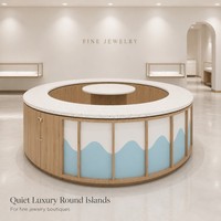 Vitrine de présentation de bijoux de luxe ronde en marbre, taille personnalisée, avec éclairage LED, en verre, pour kiosque de centre commercial de diamants