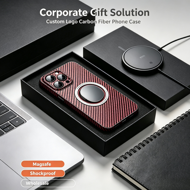 Custom Logo OEM Brand Wholesale Aramid Carbon Fiber Magsafe Phone Case Two Tone Shockproof Cover Corporate Souvenir Gift Custom