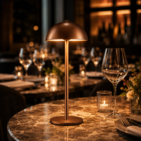 Lampe de chevet LED sans fil pour hôtel, en métal bronze, lumière d'ambiance chaude, rechargeable par contact, pour chambre d'hôtes, table de chevet