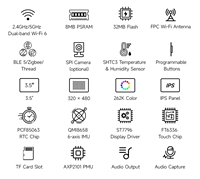 Carte de développement ESP32-C5 avec écran LCD 3,5 pouces à coins arrondis, panneau IPS, résolution 320 * 480, 262K couleurs