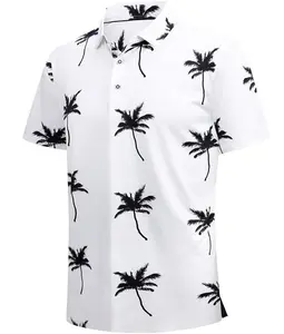 Camisa polo de poliéster spandex para homens, roupa de golfe de malha lisa e elástica de alta qualidade com logotipo personalizado OEM
