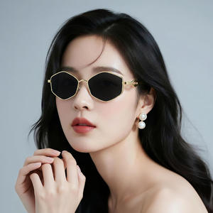 Lunettes de soleil polygonales Dusha, monture métallique, protection UV400, pour femme, style tendance, type 3, avec emballage boîte - Product Image 4