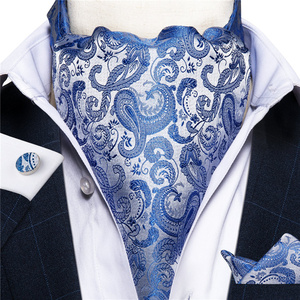 En Gros <span class=keywords><strong>Cravate</strong></span> <span class=keywords><strong>Ascot</strong></span> en <span class=keywords><strong>Soie</strong></span> Jacquard Tissée Paisley Personnalisée pour Homme, à Nouer Soi-Même, et Ensemble Pochette Boutons de Manchette Formel Décontracté - Product Image 1