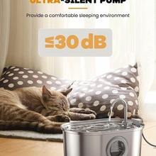 Fontanella per Gatti in Acciaio Inox Ovale da 3,2L con Finestra per Livello dell'Acqua, Distributore Automatico d'Acqua per Cani e Gatti - Product Image 2