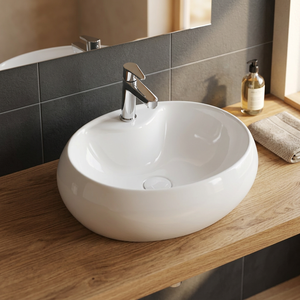 Vistaar marque exportation qualité céramique dessus de table ovale lavabo évier prix bon marché articles sanitaires de l'Inde - Product Image 3