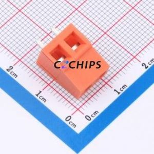 DB128V-5.0-2P-OG-S Screw Terminal Block Through hole Component (THT),P=5mm Connector 1x2P 5mm Orange Through Hole - Product Image 1