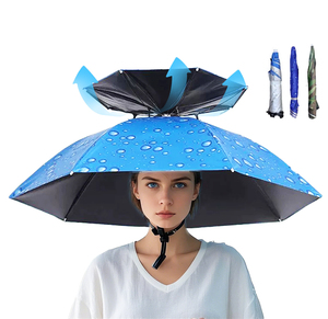 Chapeau parapluie pour la tête, protection solaire et pluie, diamètre 52-75 cm, en nylon, ouverture manuelle, pliable, pour agriculteurs - Product Image 1