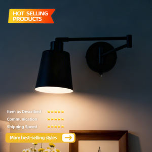 Nouvelle lampe murale LED nordique minimaliste en fer, rotative à 360 degrés et à intensité variable, pour chambre à coucher, style célébrité internet - Product Image 2