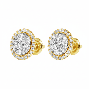 14K Yellow Gold Real Round Diamond Cluster Screw <b>Back</b> <b>Earrings</b> 0.50TCW - Product Image 2