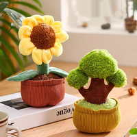 Vente directe usine : Adorable jouet en peluche tournesol et bonsaï, petite plante en pot pour la décoration de bureau
