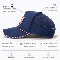 Casquette de baseball à séchage rapide découpée au laser, imperméable, respirante, 5 panneaux, pour le golf et le cyclisme, avec cordon